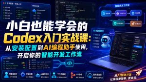 小白也能学会的Codex入门实战课:从安装配置到AI编程助手使用,开启你的智能开发工作流-稀缺资源库