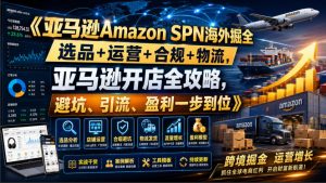 亚马逊Amazon SPN海外掘全,选品+运营+合规+物流,亚马逊开店全攻略,避坑、引流、盈利一步到位-稀缺资源库