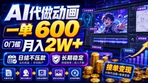 AI代做动画,一单600,0门槛月入2W+,日结不压款,长期稳定【揭秘】-稀缺资源库