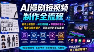 AI漫剧短视频制作全流程|剧本分镜创作・AI生成实操・剪辑发布落地・模板化高效量产,零基础手把手实战课-稀缺资源库