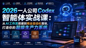 2026一人公司Codex智能体实战课:从AI工作流搭建到商业自动化落地,打造你的超级生产力系统-稀缺资源库