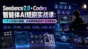Seedance2.0+Codex智能体AI短剧实战课:一个人打造AI剧组,从创意到精品短片全流程-稀缺资源库