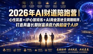 2026年AI财道陪跑营|心性筑基+IP心智修炼+AI商业落地全周期陪伴,打造具备长期财富承载力的超级个人IP-稀缺资源库