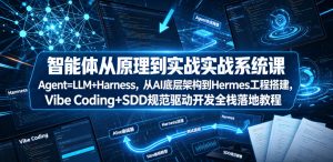 智能体从原理到实战系统课Agent=LLM+Harness,从AI底层架构到Hermes工程搭建,Vibe Coding+SDD规范驱动开发全栈落地教程-稀缺资源库