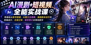 AI漫剧+短视频全能实战课|零基础从账号搭建、AI图文生视频、漫剧剧本创作到剪辑成片、合规过审、版权登记全落地教学-稀缺资源库