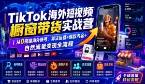 TikTok海外短视频橱窗带货实战营｜从0搭建海外账号，算法运营+爆款内容+自然流量变现全流程-稀缺资源库