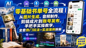 零基础书单号全流程｜从图片生成、音频制作、剪辑成片到账号发布，手把手实操教学，全套热门玩法+实战案例拆解-稀缺资源库