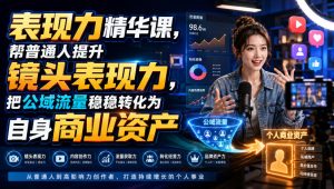表现力精华课，帮普通人提升镜头表现力，把公域流量稳稳转化为自身商业资产-稀缺资源库