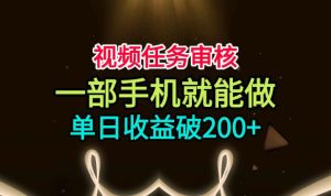 视频任务审核,一部手机就能做,简单上手,单日收益破200+【揭秘】-稀缺资源库