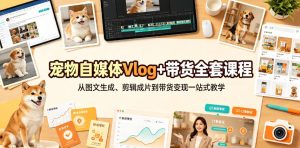 宠物自媒体Vlog+带货全套课程｜从图文生成、剪辑成片到带货变现一站式教学-稀缺资源库