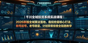千川全域投流系统实战课程|2026新版全域算法落地、叠投抢量核心打法、新号起号、老号稳量、计划异常排查全链路教学-稀缺资源库