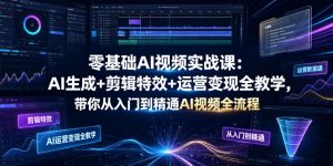 零基础AI视频实战课:AI生成+剪辑特效+运营变现全教学,带你从入门到精通AI视频全流程-稀缺资源库