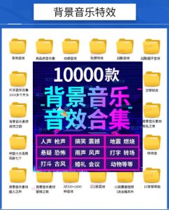 宝藏级音效素材包!10000+款背景音乐音效素材合集,自然片头婚礼会议常用音效包,分类清晰-稀缺资源库