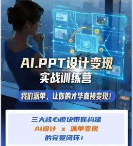 AI+PPT设计变现实战训练营，我们派单，让你的才华直接变现，三大核心模块带你构建Al设计x派单变现的完整闭环-稀缺资源库