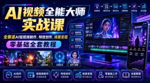 AI视频全能大师实战课｜全赛道AI短视频制作、特效创作、场景变现零基础全套教程-稀缺资源库