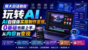 用大白话教你玩转AI,AI自媒体实操制作变现,0基础也能上手,从内容到变现-稀缺资源库