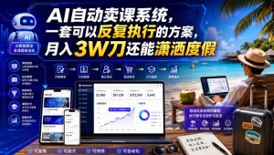 AI自动卖课系统,一套可以反复执行的方案,月入3W刀还能潇洒度假【原创双语字幕】-稀缺资源库