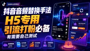 抖音音频替换手法H5专用，引流打粉必备，有需要自己测试-稀缺资源库