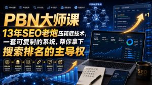 PBN大师课13年SEO老炮压箱底技术，一套可复制的系统，帮你拿下搜索排名的主导权【原创双语字幕】-稀缺资源库