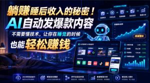 躺賺睡后收入的秘密！AI自动发爆款内容，不需要懂技术，让你在睡觉的时候也能轻松賺钱【原创双语字幕】-稀缺资源库