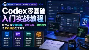 Codex零基础入门实战教程|新手从零安装配置、界面详解、基础操作与实战任务全套教学-稀缺资源库
