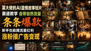 某大佬的AI温情故事短片赛道教学,自带自然流量,条条爆款,新手也能蹭流量红利,涨粉接广告变现-稀缺资源库