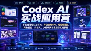 Codex AI实战应用营|零基础落地AI工作流,办公表格PPT、短视频漫剧、商业视觉、机器人、小程序网站全项目实战教程-稀缺资源库