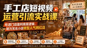 手工店短视频运营引流实战课,吃透门店盈利底层逻辑,助力无名小店转型人气网红店-稀缺资源库
