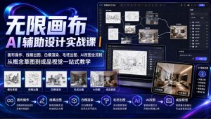 无限画布AI辅助设计实战课|画布操作、线稿出图、白模渲染、毛坯出图、AI改图全流程,从概念草图到成品视觉一站式教学-稀缺资源库