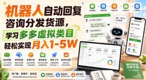机器人自动回复咨询分发货源,学习多多虚拟类目轻松实现月入1-5W【揭秘】-稀缺资源库
