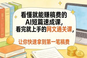 看懂就能賺稿费的AI短篇速成课,看完就上手的网文通关课,让你快速拿到第一笔稿费(更新8月)-稀缺资源库