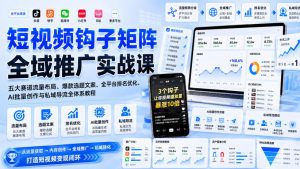 短视频钩子矩阵全域推广实战课|五大赛道流量布局、爆款选题文案、全平台排名优化、AI批量创作与私域导流全体系教程-稀缺资源库