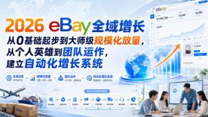 2026 eBay全域增长,从0基础起步到大师级规模化放量,从个人英雄到团队运作,建立自动化增长系统-稀缺资源库