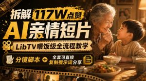 拆解117W点赞AI亲情短片,LibTV喂饭级全流程教学,分镜脚本+全套可直接复制提示词分享-稀缺资源库