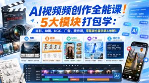 AI视频频创作全能课!5大模块打包学:电影、动画、UGC、广告、提示词,零基础也能玩转AI创作!【原创双语字幕】-稀缺资源库