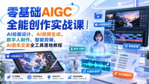 零基础AIGC全能创作实战课|AI绘画设计、AI视频生成、数字人制作、智能剪辑、AI音乐文案全工具落地教程-稀缺资源库