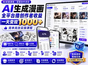 AI生成漫画全平台撸创作者收益内部课程，实操最高单日变现1k+-稀缺资源库