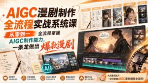 AIGC漫剧制作全流程实战系统课,从零到一全流程掌握AIGC制作能力,一条龙做出爆款漫剧-稀缺资源库