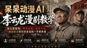 呆呆动漫AI李云龙漫剧教学,从人设复刻、脚本改编、画面生成、动态配音到剪辑全流程一节课讲透-稀缺资源库
