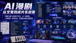 AI漫剧从文案到成片实战课｜爆款文案13种钩子写法、AI一键改稿、人物场景一致性生成、多模型出图出视频技巧-稀缺资源库