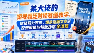 某大佬的短视频泛财经赛道教学,财经细分定位、爆款选题文案到配音剪辑与特效拆解全流程-稀缺资源库