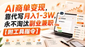 AI商单变现,靠代写月入1-3W,永不淘汰副业兼职【附工具指令】【揭秘】-稀缺资源库