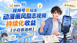 视频号新玩法动漫画风励志视频,持续化收益【小白首选啊】-稀缺资源库