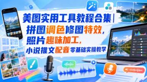 美图实用工具教程合集|拼图调色修图特效,照片趣味加工,小说推文配音零基础实操教学-稀缺资源库