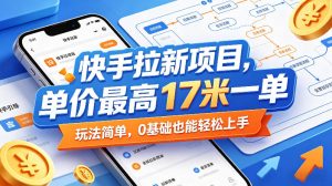 快手拉新项目，单价最高17米一单，玩法简单，0基础也能轻松上手（更新08月07日）-稀缺资源库