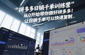 拼多多日销千单训练营,从0开始带你做好拼多多,让日销千单可以快速复制(更新26年8月)-稀缺资源库