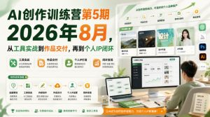 AI创作训练营第5期2026年8月，从工具实战到作品交付，再到个人IP闭环-稀缺资源库