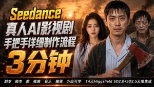 3分钟真人AI影视剧怎么做?SD 2.0手把手完整制作流程|Higgsfield 14天SD 2.0/2.5无限生成-稀缺资源库