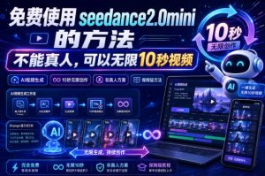 免费使用seedance2.0mini的方法，不能真人，可以无限10秒视频，9图+3音频参考-稀缺资源库