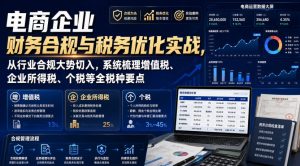 电商企业财务合规与税务优化实战，从行业合规大势切入，系统梳理增值税、企业所得税、个税等全税种要点-稀缺资源库